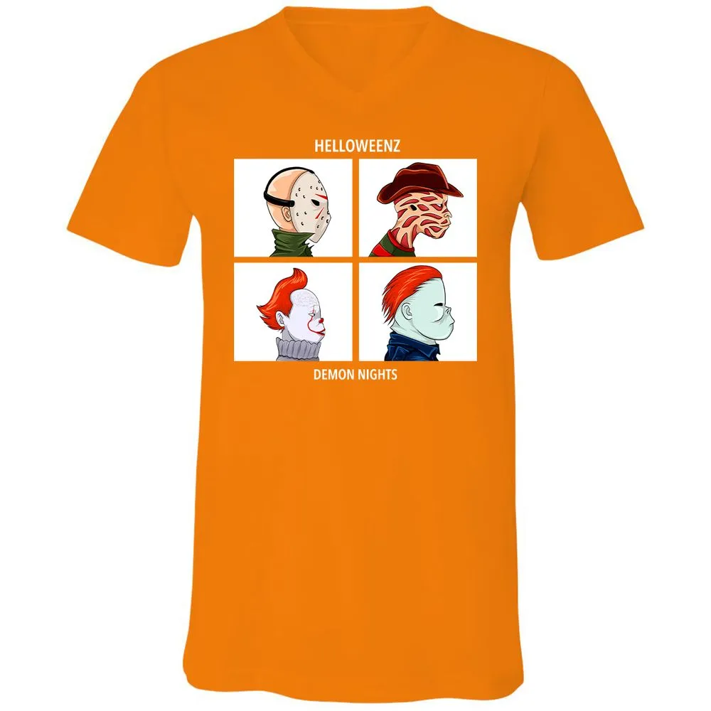 Unisex V-Neck T-Shirt - H1EBDSJJ - Orange - 11