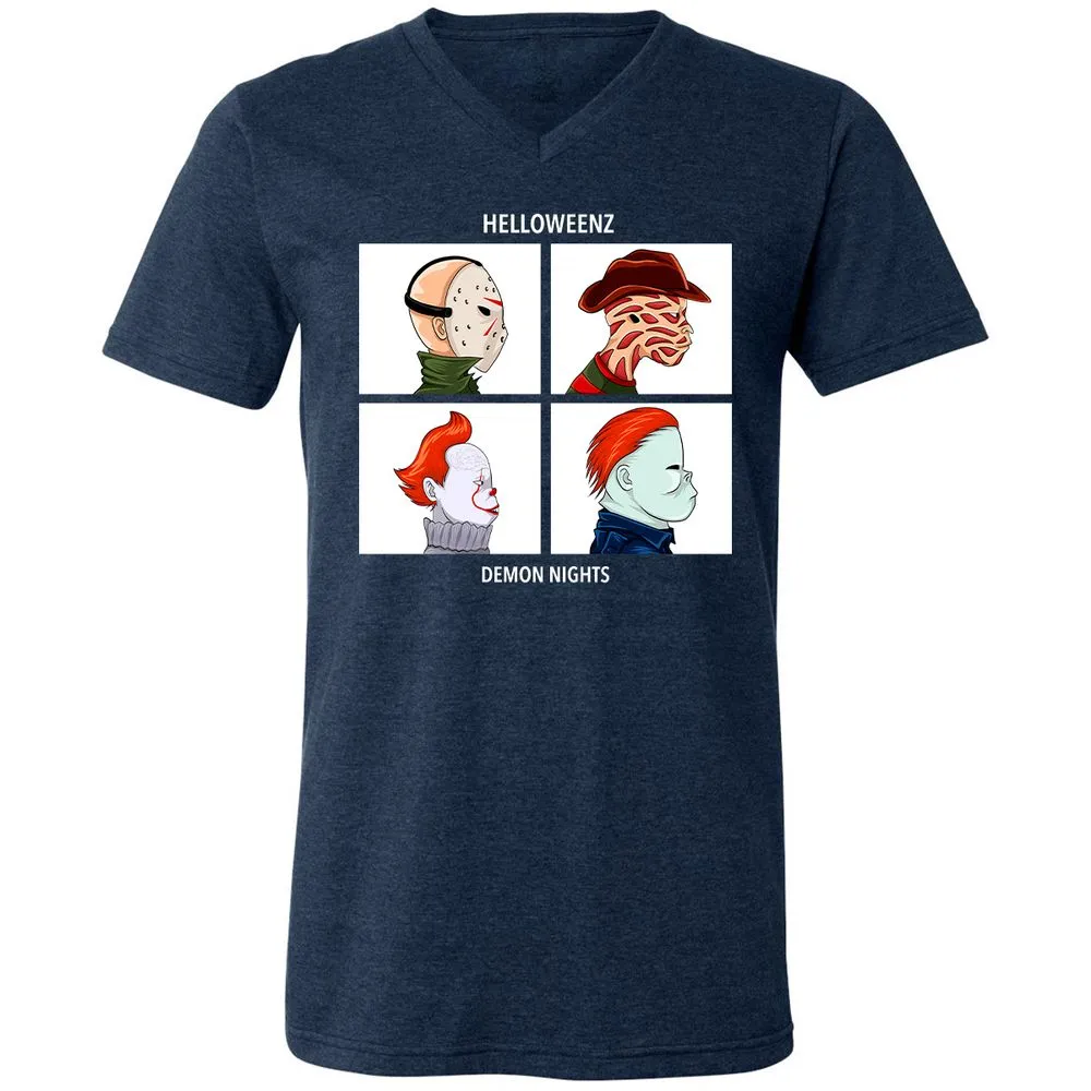 Unisex V-Neck T-Shirt - H1EBDSJJ - Heather Navy - 15