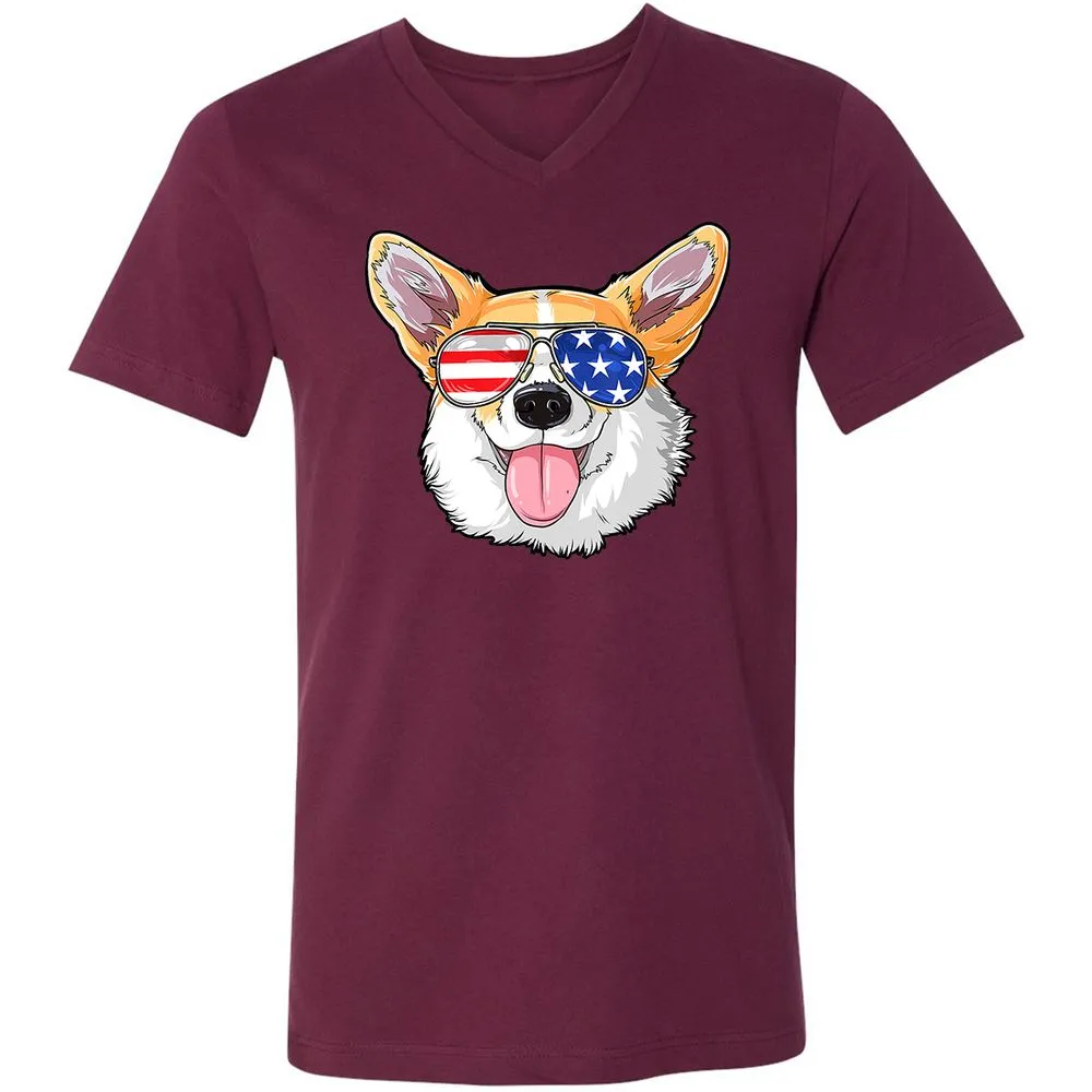 Unisex V-Neck T-Shirt - Z7UHBU8C - Maroon - 6