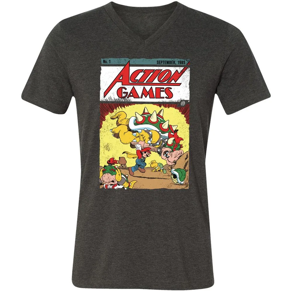 Unisex V-Neck T-Shirt - TXFW73NM - Dark Grey Heather - 8