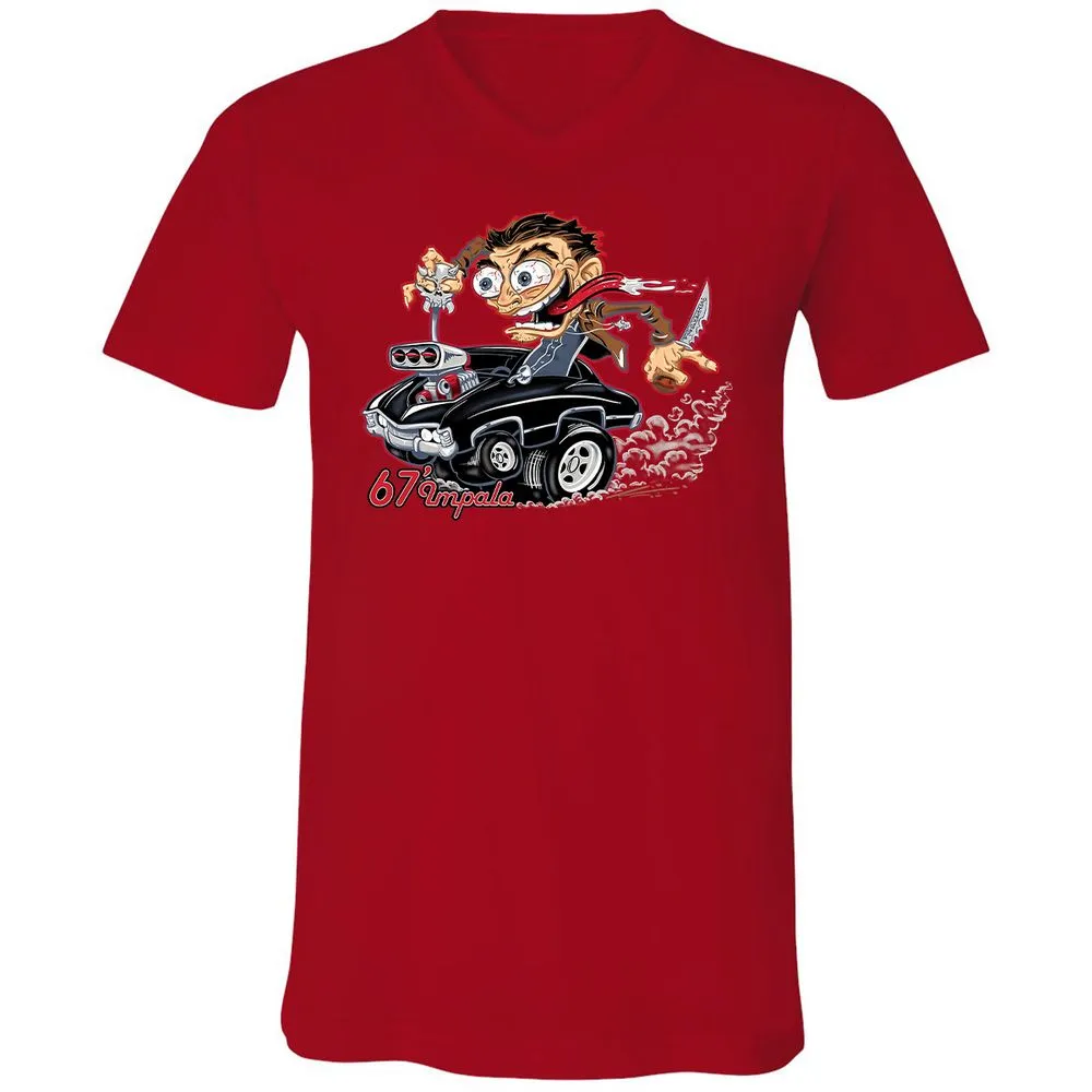 Unisex V-Neck T-Shirt - RKXFV9TJ - Red - 3