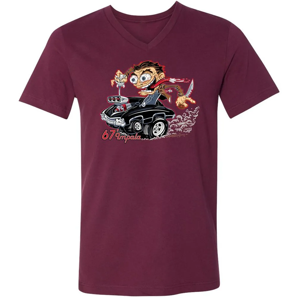 Unisex V-Neck T-Shirt - RKXFV9TJ - Maroon - 6