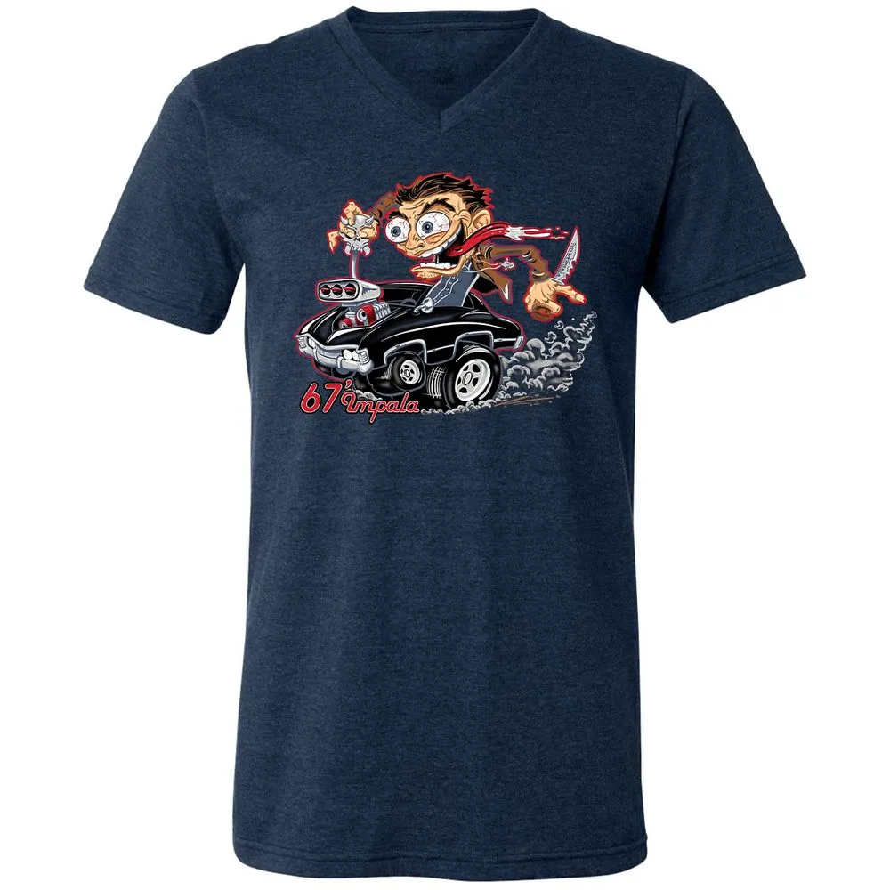 Unisex V-Neck T-Shirt - RKXFV9TJ - Heather Navy - 15