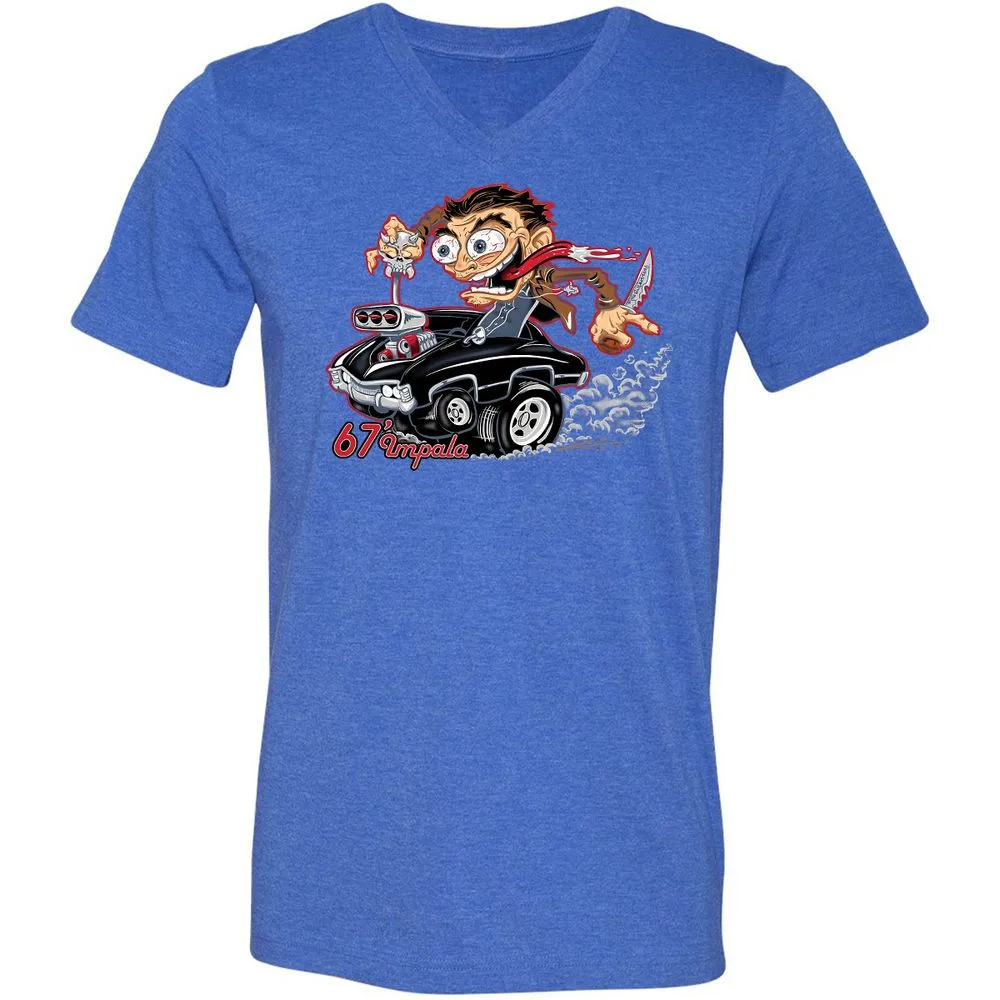 Unisex V-Neck T-Shirt - RKXFV9TJ - Heather True Royal - 14