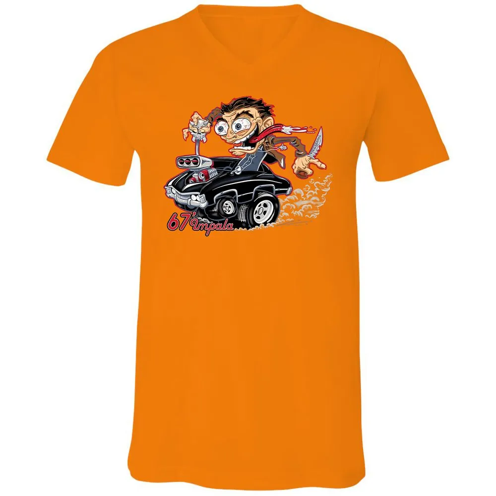 Unisex V-Neck T-Shirt - RKXFV9TJ - Orange - 11