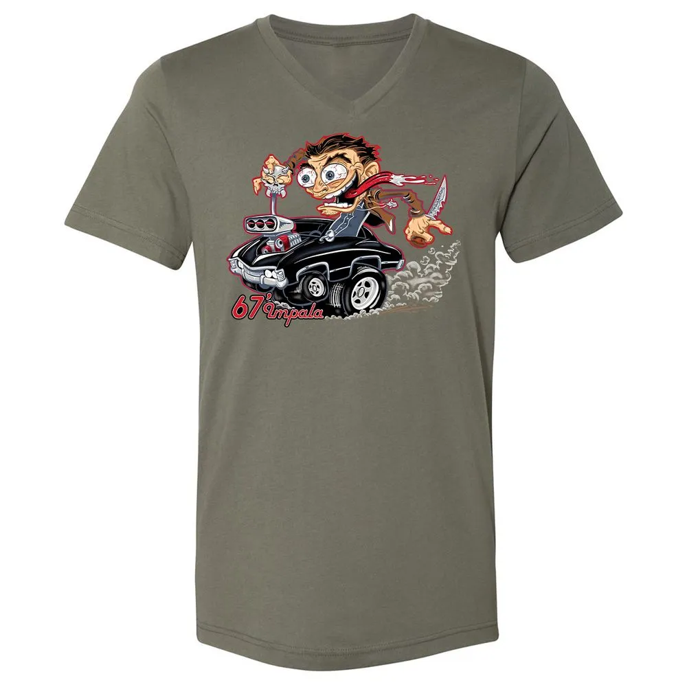 Unisex V-Neck T-Shirt - RKXFV9TJ - Military Green - 10