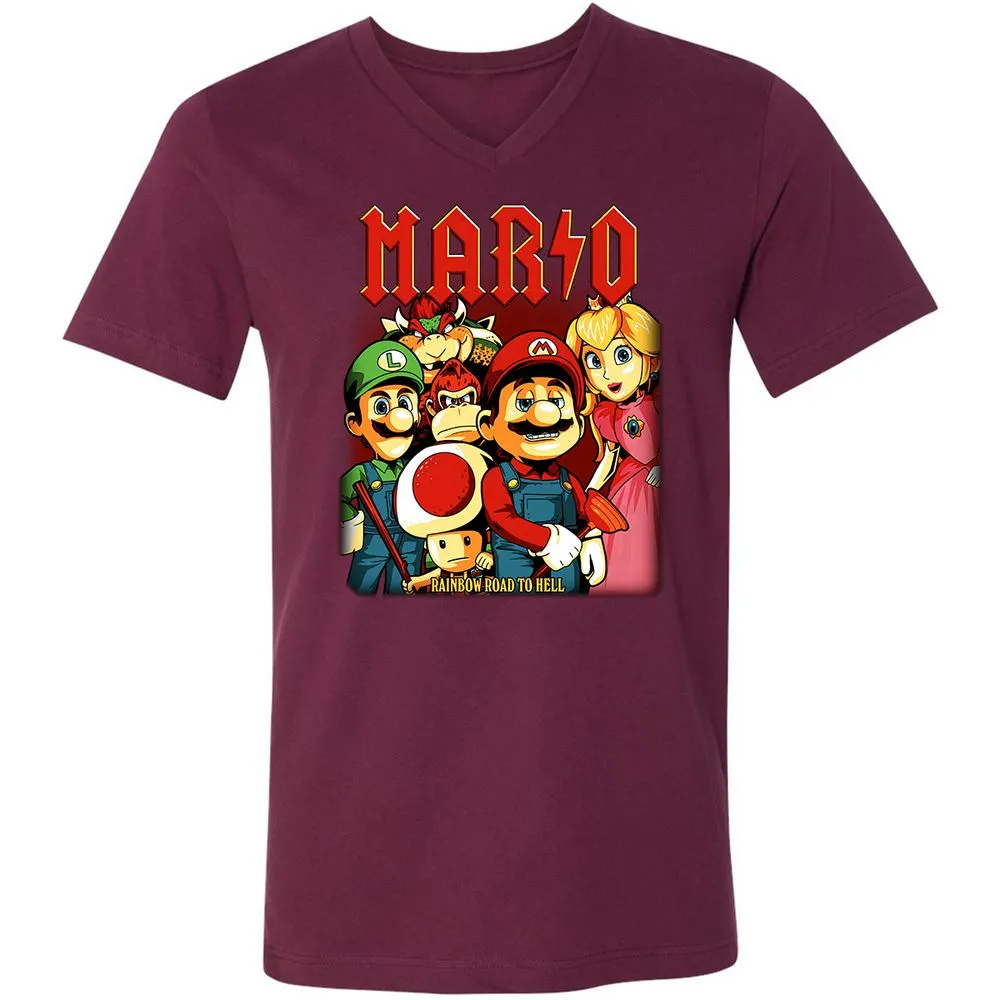 Unisex V-Neck T-Shirt - HJHXGP9C - Maroon - 6