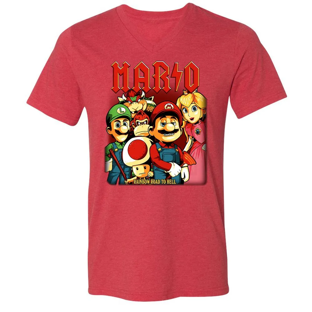 Unisex V-Neck T-Shirt - HJHXGP9C - Heather Red - 16