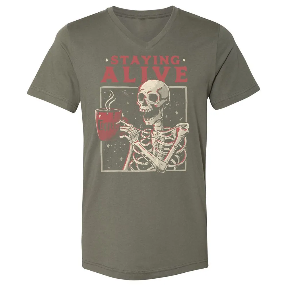 Unisex V-Neck T-Shirt - TX71E3UX - Military Green - 10
