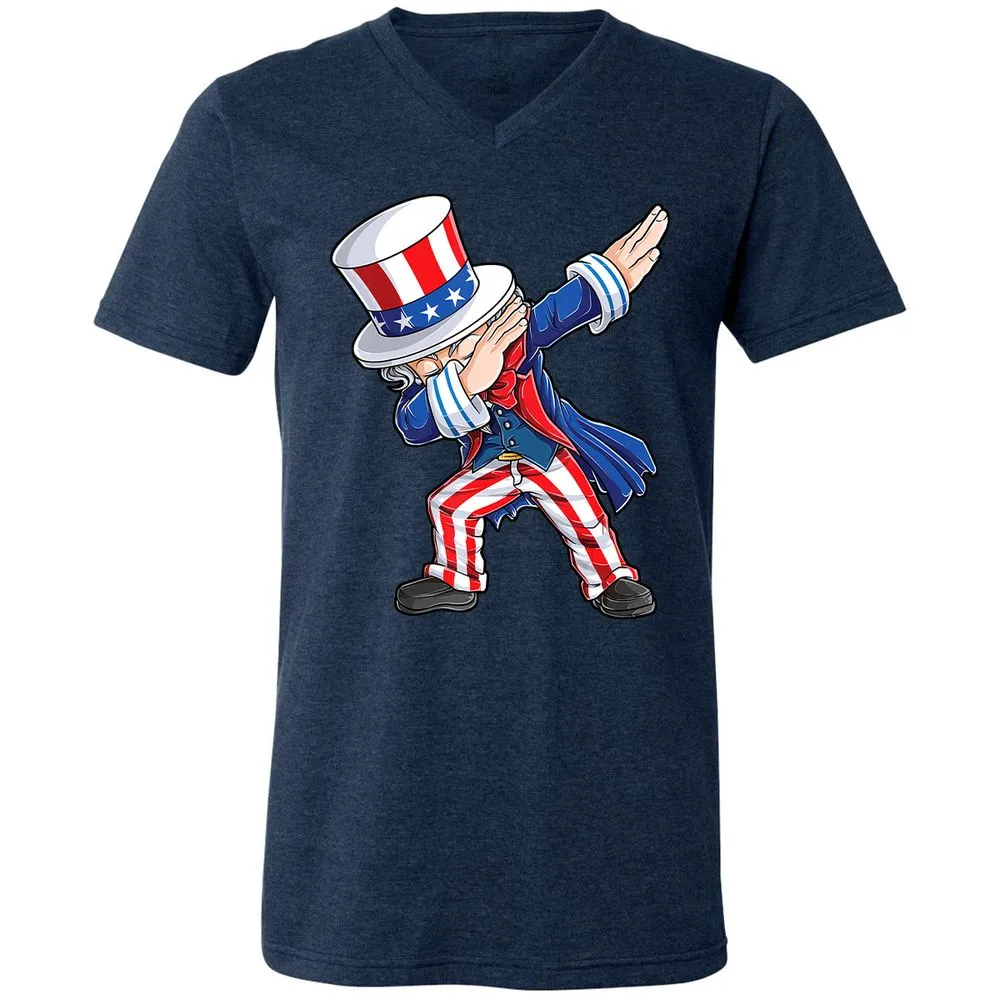 Unisex V-Neck T-Shirt - 9BWZB4LC - Heather Navy - 15