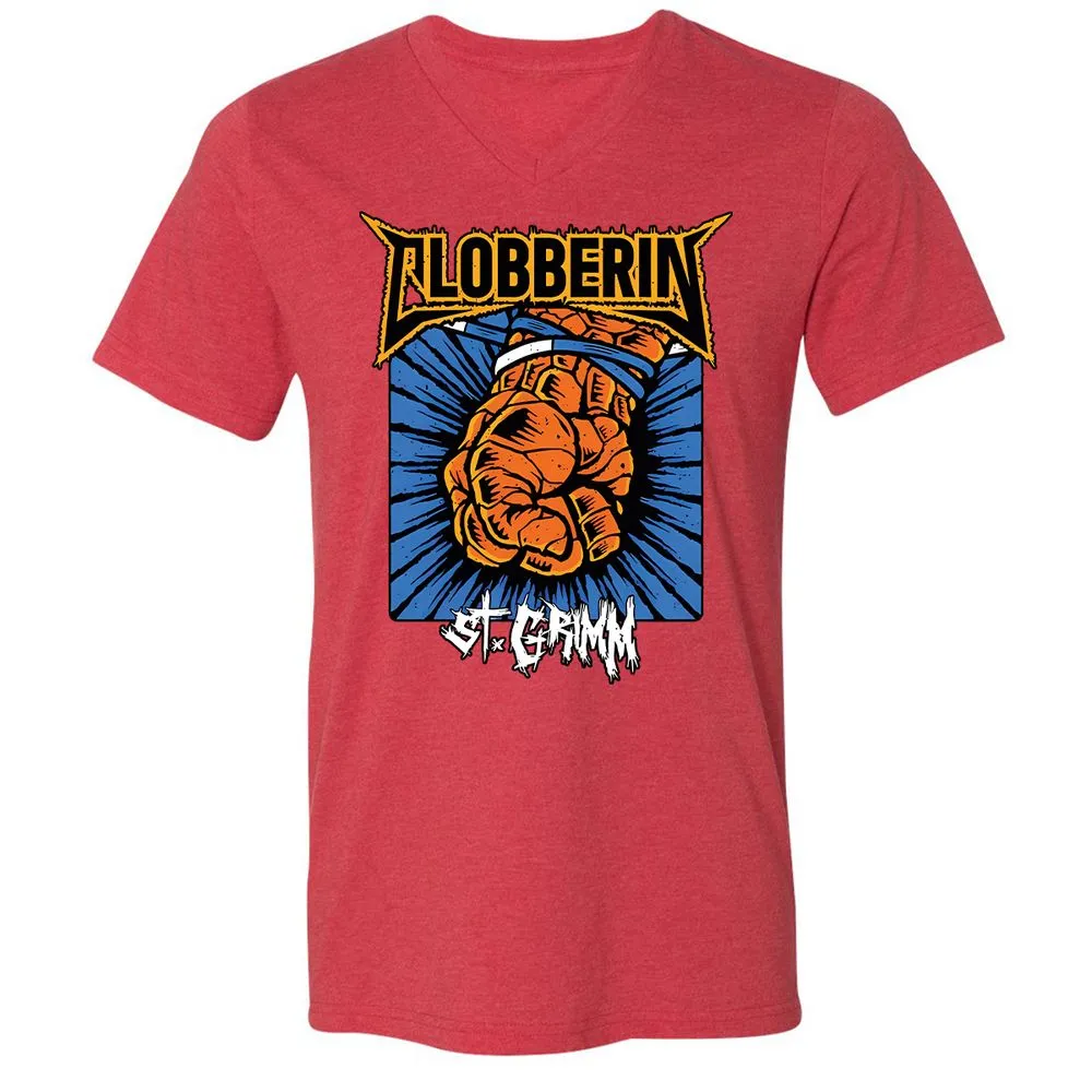 Unisex V-Neck T-Shirt - 31B6DKMJ - Heather Red - 16