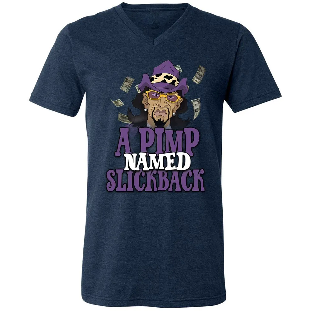Unisex V-Neck T-Shirt - N6GZW5F2 - Heather Navy - 15