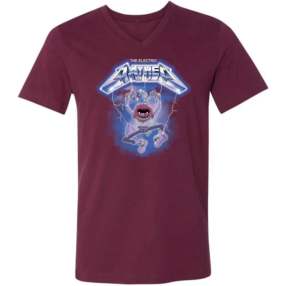 Unisex V-Neck T-Shirt - XW5RCYJD - Maroon - 6