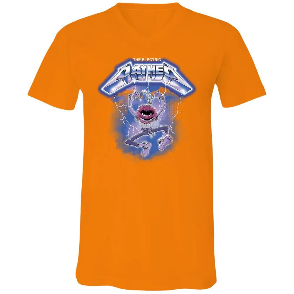 Unisex V-Neck T-Shirt - XW5RCYJD - Orange - 11