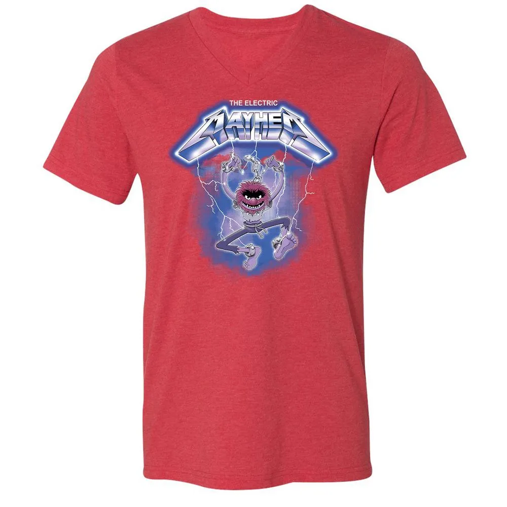 Unisex V-Neck T-Shirt - XW5RCYJD - Heather Red - 16