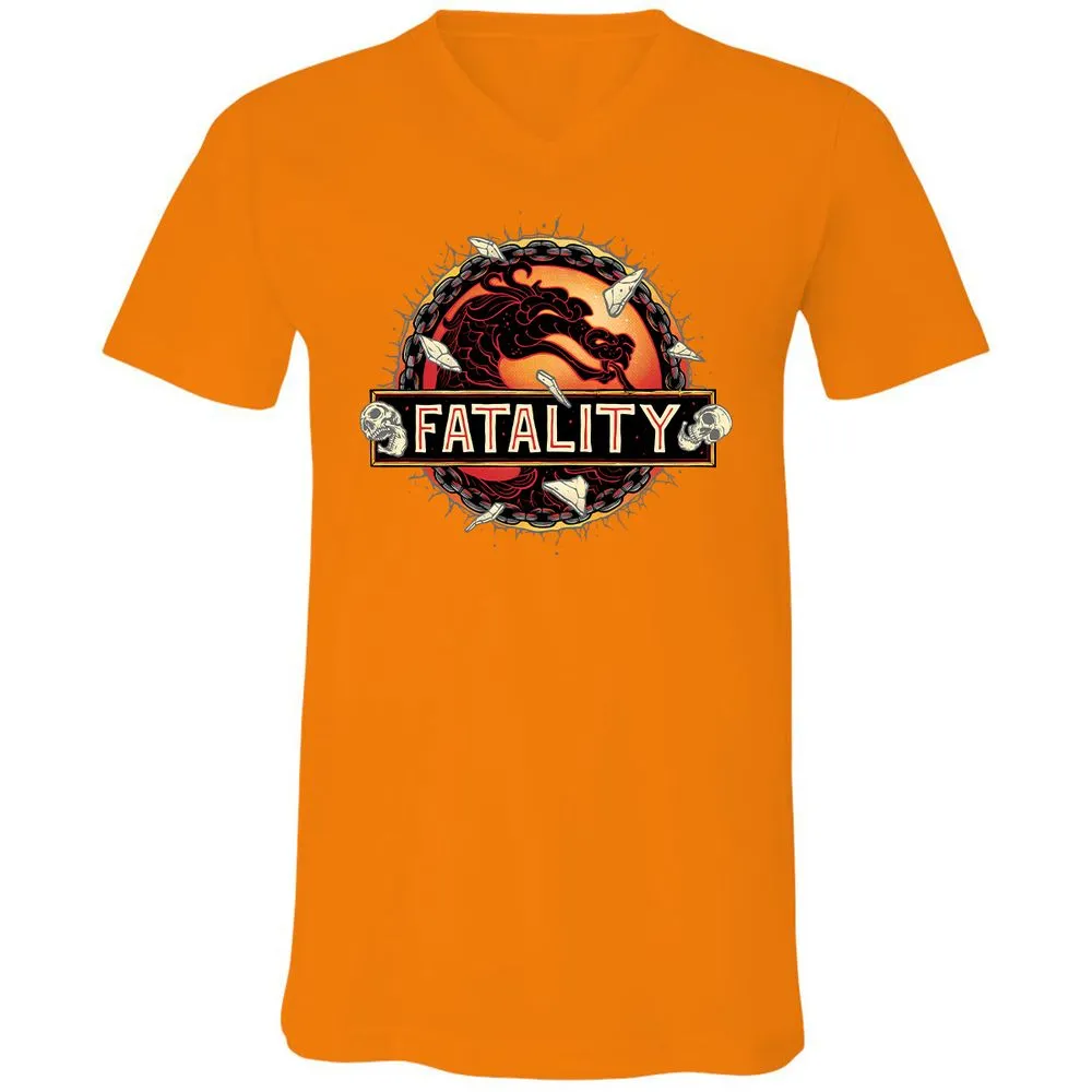 Unisex V-Neck T-Shirt - 4S9BQ194 - Orange - 11