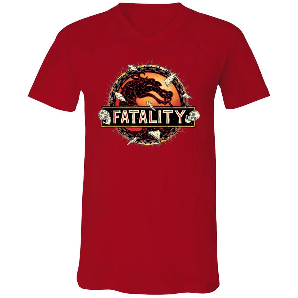 Unisex V-Neck T-Shirt - 4S9BQ194 - Red - 3