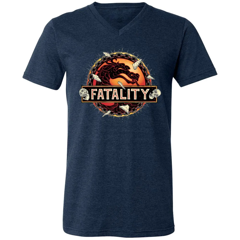 Unisex V-Neck T-Shirt - 4S9BQ194 - Heather Navy - 15