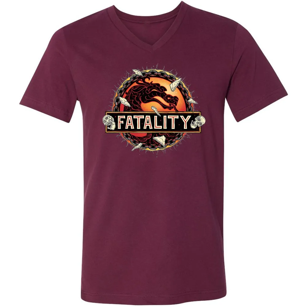 Unisex V-Neck T-Shirt - 4S9BQ194 - Maroon - 6