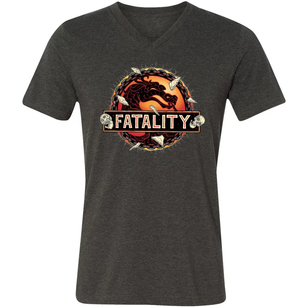 Unisex V-Neck T-Shirt - 4S9BQ194 - Dark Grey Heather - 8