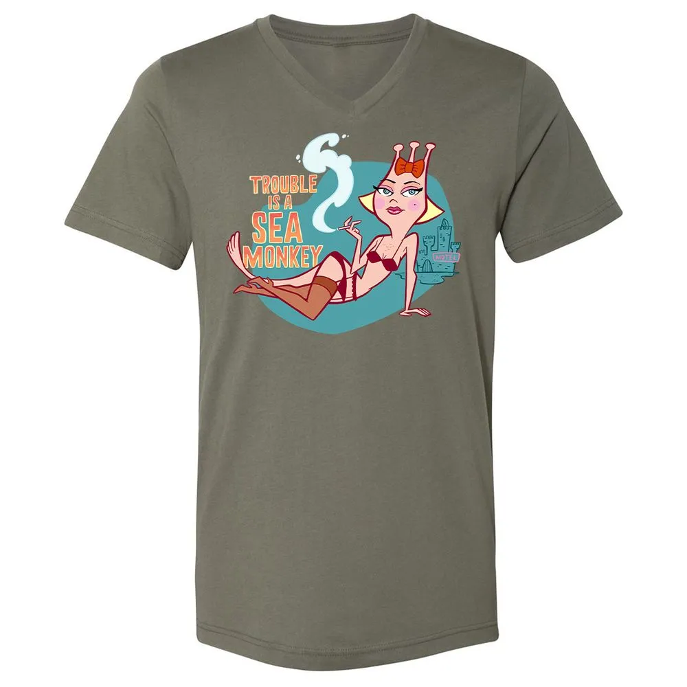 Unisex V-Neck T-Shirt - ZTNHL4H8 - Military Green - 10