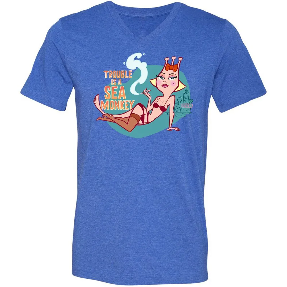 Unisex V-Neck T-Shirt - ZTNHL4H8 - Heather True Royal - 14