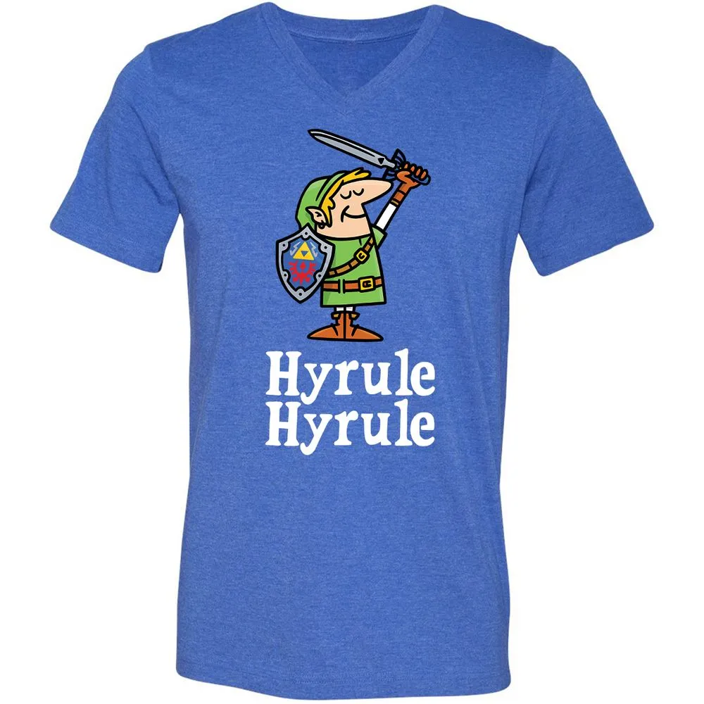 Unisex V-Neck T-Shirt - XAMQF8HW - Heather True Royal - 14
