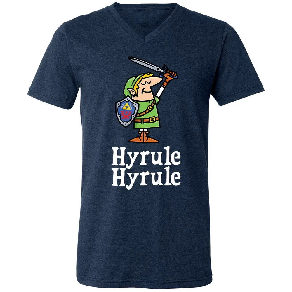 Unisex V-Neck T-Shirt - XAMQF8HW - Heather Navy - 15