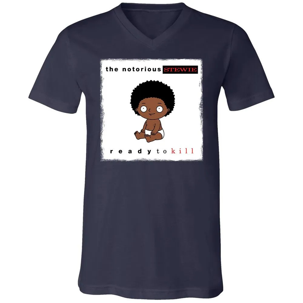 Unisex V-Neck T-Shirt - JR1WX8DD - Navy - 2