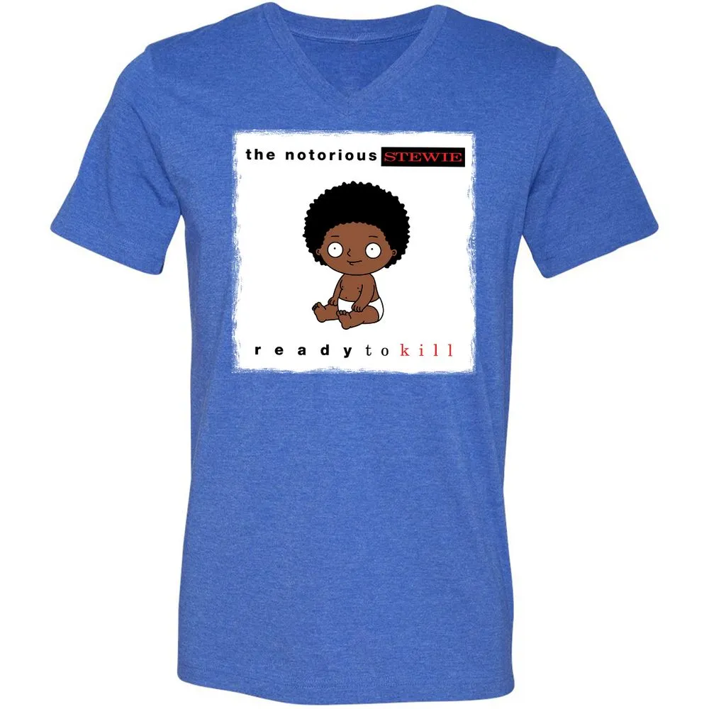 Unisex V-Neck T-Shirt - JR1WX8DD - Heather True Royal - 14