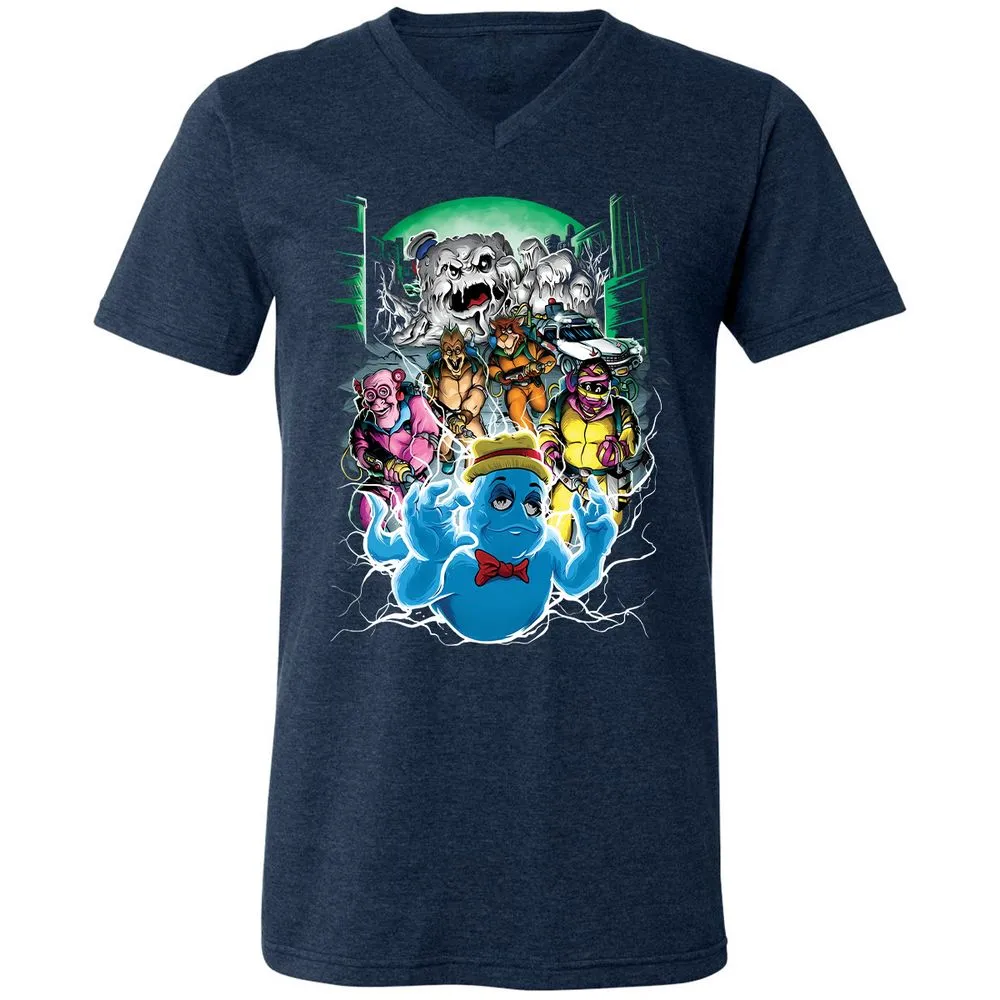 Unisex V-Neck T-Shirt - 5W6GQ8BN - Heather Navy - 15