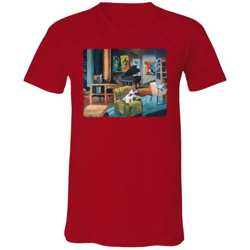 Unisex V-Neck T-Shirt - 4ZWWBKKG - Red - 3