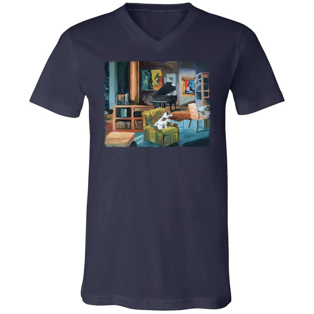 Unisex V-Neck T-Shirt - 4ZWWBKKG - Navy - 2
