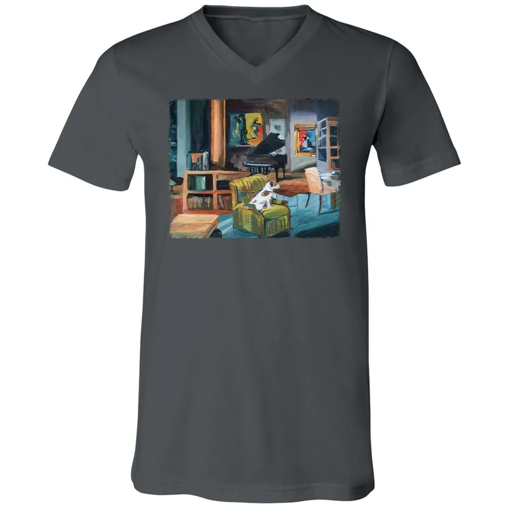 Unisex V-Neck T-Shirt - 4ZWWBKKG - Asphalt - 12
