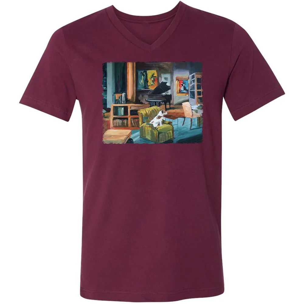 Unisex V-Neck T-Shirt - 4ZWWBKKG - Maroon - 6