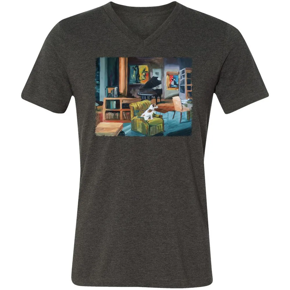 Unisex V-Neck T-Shirt - 4ZWWBKKG - Dark Grey Heather - 8
