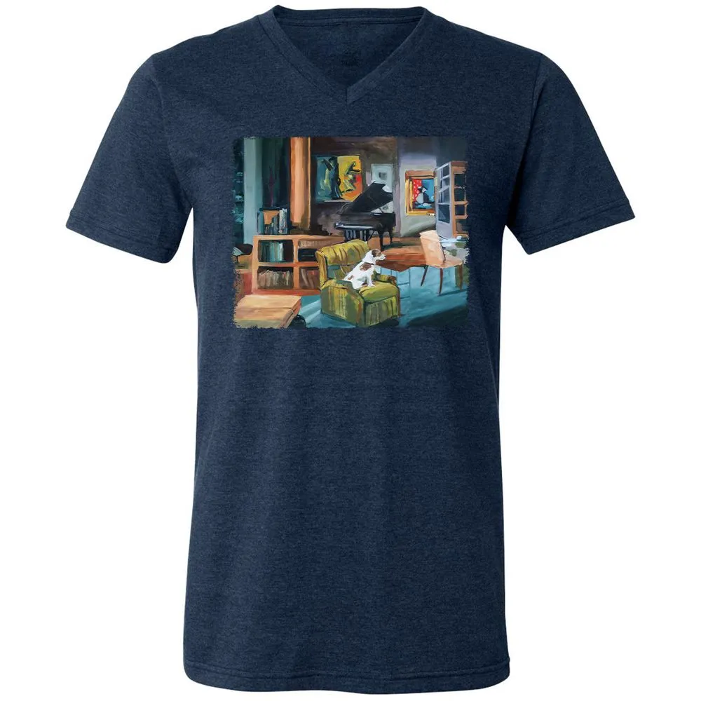Unisex V-Neck T-Shirt - 4ZWWBKKG - Heather Navy - 15