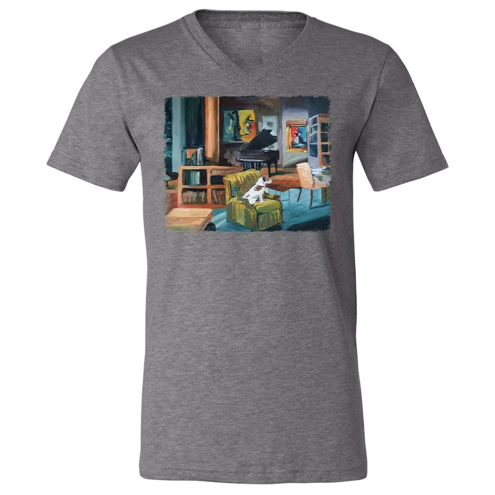 Unisex V-Neck T-Shirt - 4ZWWBKKG - Deep Heather - 13