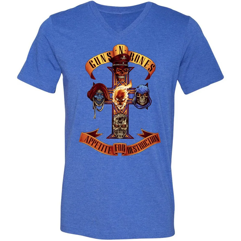 Unisex V-Neck T-Shirt - B4HSGPCG - Heather True Royal - 14