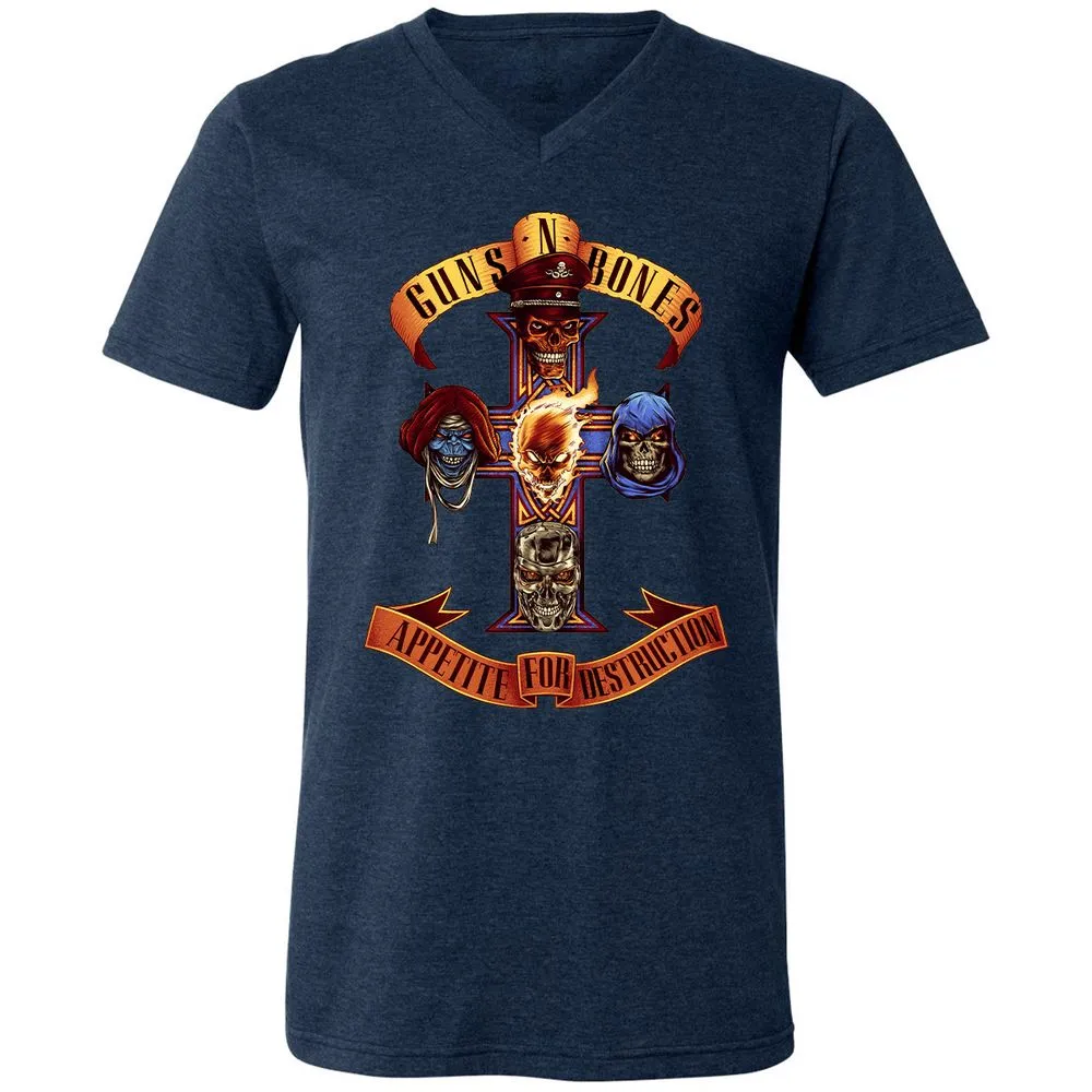 Unisex V-Neck T-Shirt - B4HSGPCG - Heather Navy - 15