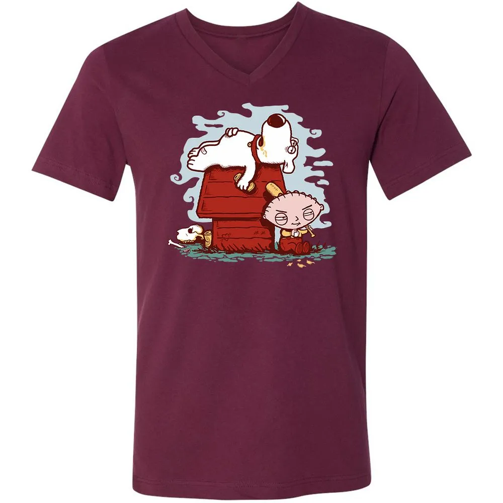 Unisex V-Neck T-Shirt - DE8JU9S1 - Maroon - 6