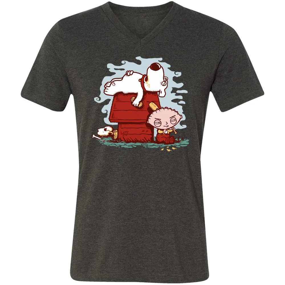 Unisex V-Neck T-Shirt - DE8JU9S1 - Dark Grey Heather - 8