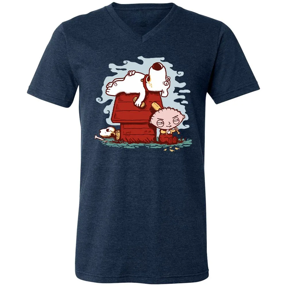 Unisex V-Neck T-Shirt - DE8JU9S1 - Heather Navy - 15