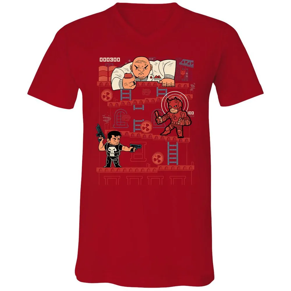 Unisex V-Neck T-Shirt - QRQEMEHK - Red - 3