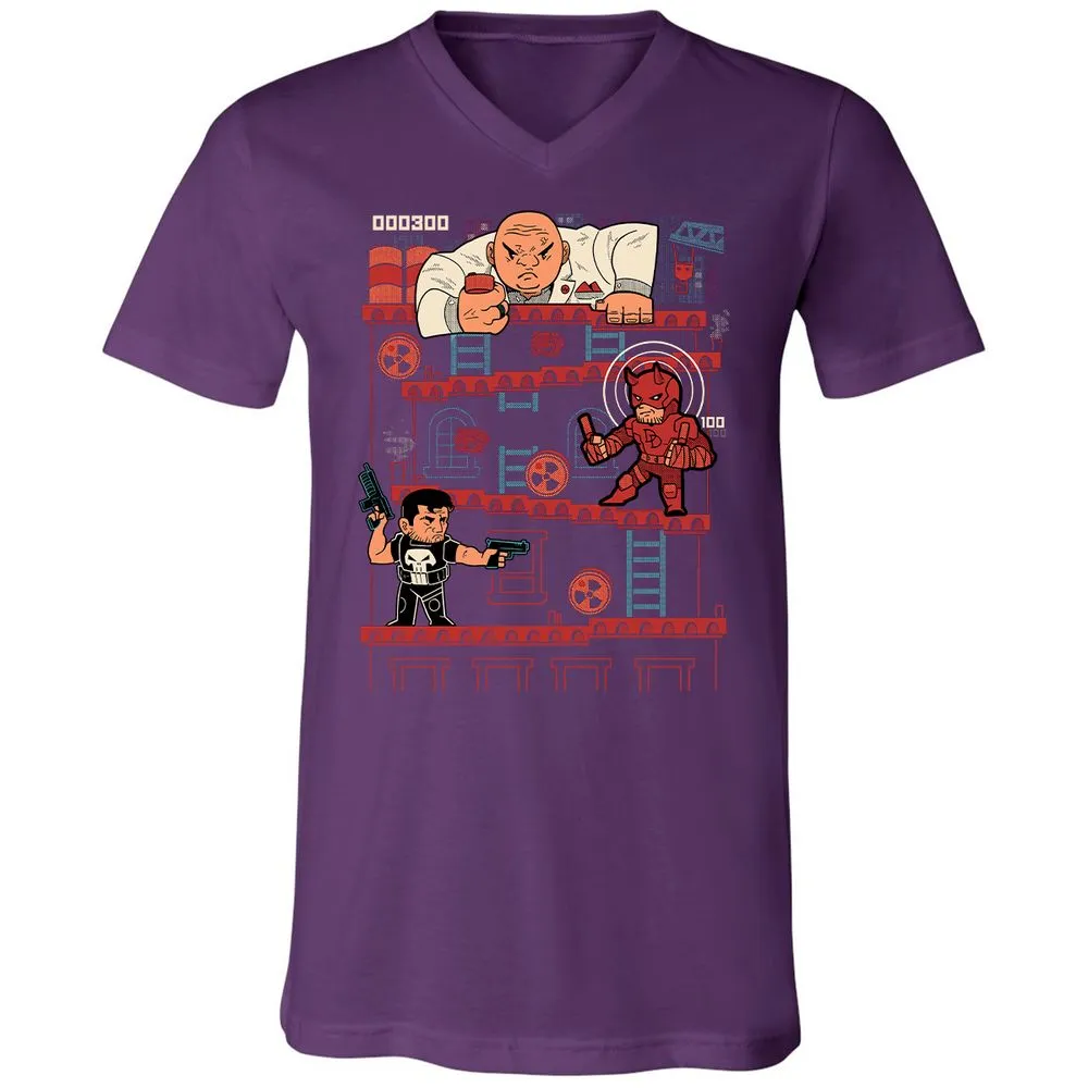 Unisex V-Neck T-Shirt - QRQEMEHK - Team Purple - 9