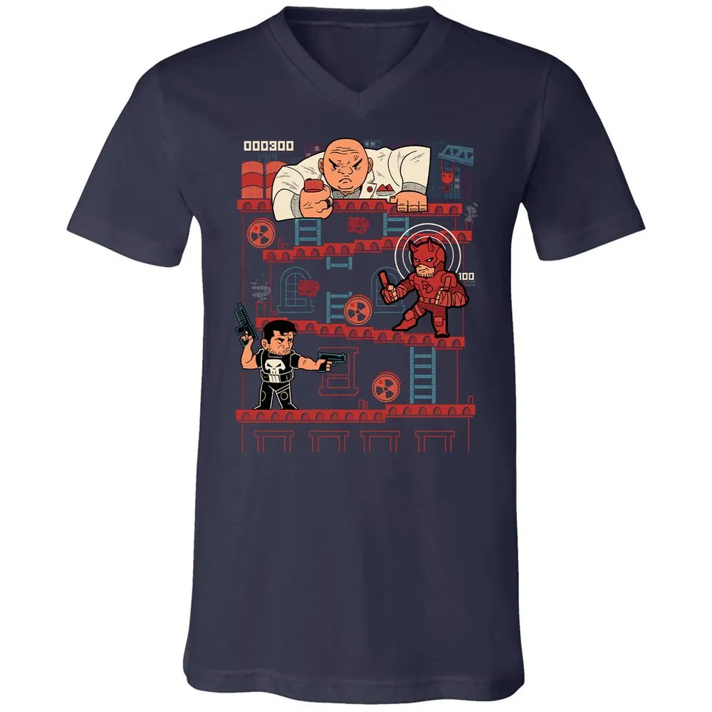 Unisex V-Neck T-Shirt - QRQEMEHK - Navy - 2