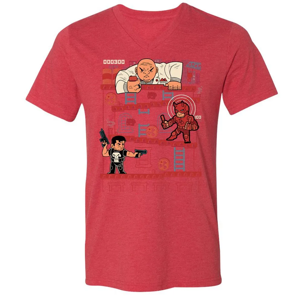 Unisex V-Neck T-Shirt - QRQEMEHK - Heather Red - 16