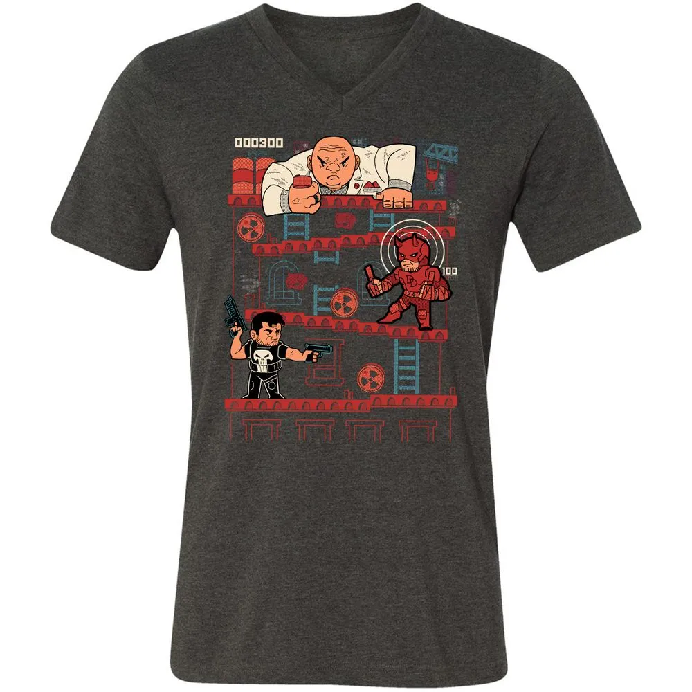 Unisex V-Neck T-Shirt - QRQEMEHK - Dark Grey Heather - 8