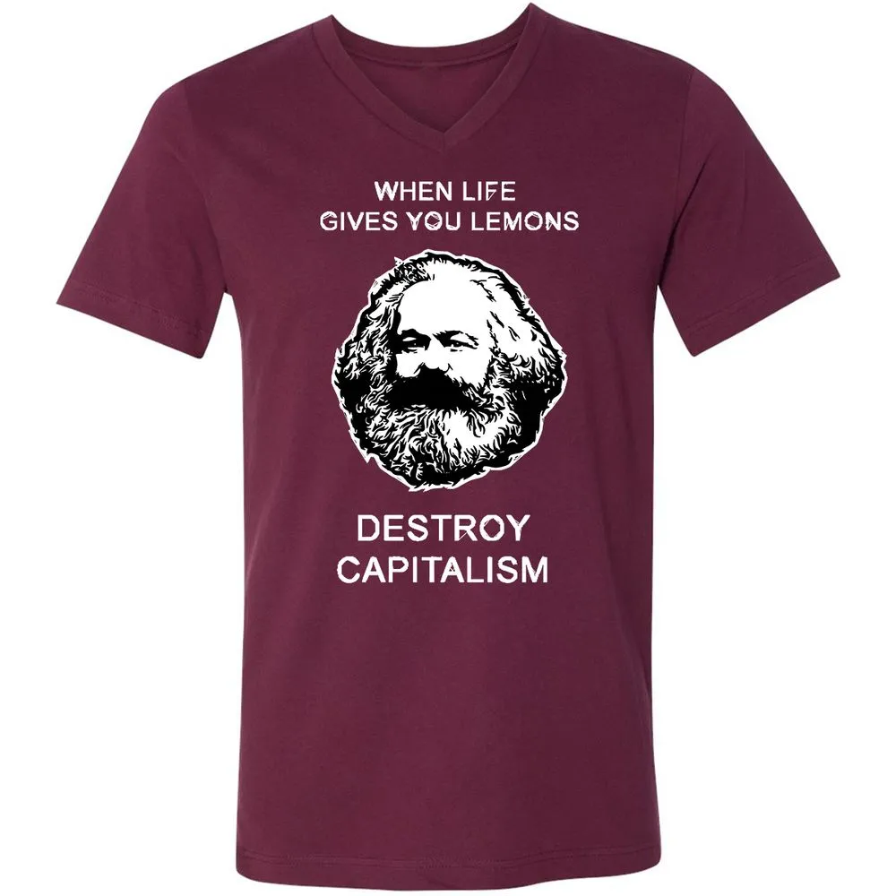 Unisex V-Neck T-Shirt - V4CQRWM8 - Maroon - 6