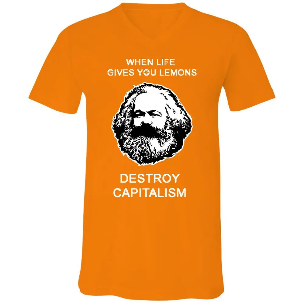 Unisex V-Neck T-Shirt - V4CQRWM8 - Orange - 11